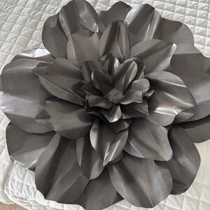 Hand crafted metal layered flower 33", Gray